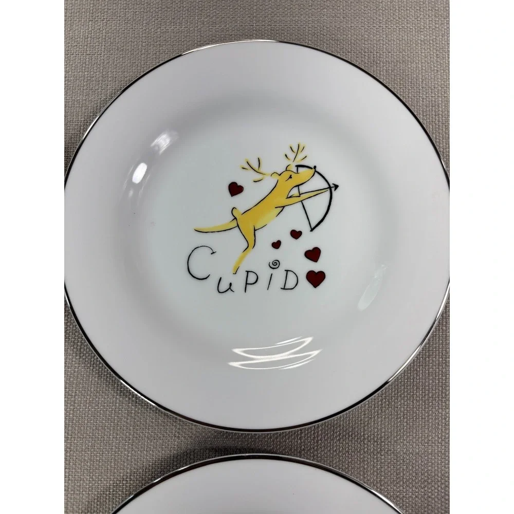 RETIRED Pottery Barn Reindeer Dessert Plates 8.5